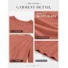 imageATHMILE Womens Long Sleeve Shirts Pleated Crew Neck Casual Fall Fashion Ladie Tops Loose Fit Spring Clothes Beach VacationRust
