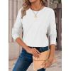 imageATHMILE Womens Long Sleeve Shirts Pleated Crew Neck Casual Fall Fashion Ladie Tops Loose Fit Spring Clothes Beach VacationWhite