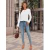 imageATHMILE Womens Long Sleeve Shirts Pleated Crew Neck Casual Fall Fashion Ladie Tops Loose Fit Spring Clothes Beach VacationWhite