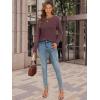 imageATHMILE Womens Long Sleeve Shirts Pleated Crew Neck Casual Fall Fashion Ladie Tops Loose Fit Spring Clothes Beach VacationWine Red