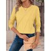 imageATHMILE Womens Long Sleeve Shirts Pleated Crew Neck Casual Fall Fashion Ladie Tops Loose Fit Spring Clothes Beach VacationYellow
