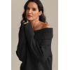 imageATHMILE Womens Off The Shoulder Sweaters Oversized Spring Tops Batwing Sleeve Loose Pullover Fall Winter Fashion Outfits 2026Black