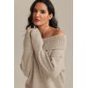 imageATHMILE Womens Off The Shoulder Sweaters Oversized Spring Tops Batwing Sleeve Loose Pullover Fall Winter Fashion Outfits 2026Khaki