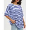 imageATHMILE Womens Oversized T Shirts Loose Fit Crewneck Short Sleeve Tops Summer Casual Blouse Y2K 2026 Basic Tee BeachStriped Blue  White