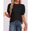 imageATHMILE Womens Puff Short Sleeve Sweater Tops 2026 Spring Summer Trendy Crew Neck Cute Casual T Shirts BlousesBlack