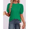 imageATHMILE Womens Puff Short Sleeve Sweater Tops 2026 Spring Summer Trendy Crew Neck Cute Casual T Shirts BlousesGreen