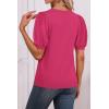 imageATHMILE Womens Puff Short Sleeve Sweater Tops 2026 Spring Summer Trendy Crew Neck Cute Casual T Shirts BlousesHot Pink