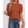 imageATHMILE Womens Puff Short Sleeve Sweater Tops 2026 Spring Summer Trendy Crew Neck Cute Casual T Shirts BlousesOrange
