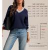 imageATHMILE Womens Sweaters V Neck Long Sleeve Contrast Knit Casual Pullover Fall Winter Outfits Cute Tops 2026Navy Blue