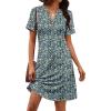 imageATHMILE Dresses for Women Casual Summer Boho Dress Short Sleeve Fashion Beach Vacation Clothes V Neck Date OutfitsBlue Floral