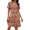 imageATHMILE Dresses for Women Casual Summer Boho Dress Short Sleeve Fashion Beach Vacation Clothes V Neck Date OutfitsBoho Printed