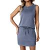 imageATHMILE Two Piece Skirt Sets for Women Summer Beach Vacation Outfits Tennis Skirt Crew Neck Top Versatile Lounge SetsBlue