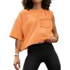 imageATHMILE Womens Crop Tops Spring Summer Oversized TShirts Short Sleeve Workout Casual Drop Shoulder Basic Loose Tees 2026Orange