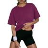 imageATHMILE Womens Crop Tops Spring Summer Oversized TShirts Short Sleeve Workout Casual Drop Shoulder Basic Loose Tees 2026Purple Red