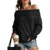 imageATHMILE Womens Off The Shoulder Sweaters Oversized Spring Tops Batwing Sleeve Loose Pullover Fall Winter Fashion Outfits 2026Black