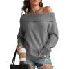 imageATHMILE Womens Off The Shoulder Sweaters Oversized Spring Tops Batwing Sleeve Loose Pullover Fall Winter Fashion Outfits 2026Dark Grey