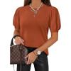 imageATHMILE Womens Puff Short Sleeve Sweater Tops 2026 Spring Summer Trendy Crew Neck Cute Casual T Shirts BlousesOrange