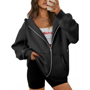 imageATHMILE Oversized Hoodies for Women Fall Sweatshirts Zip Up Hoodie Casual Jackets Y2k Fashion Outfits Winter Clothes 2026Black