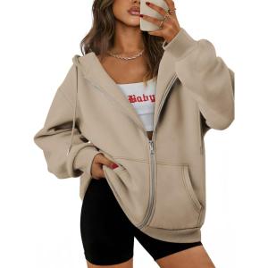 imageATHMILE Oversized Hoodies for Women Fall Sweatshirts Zip Up Hoodie Casual Jackets Y2k Fashion Outfits Winter Clothes 2026Coffeegrey