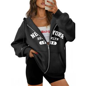 imageATHMILE Oversized Hoodies for Women Fall Sweatshirts Zip Up Hoodie Casual Jackets Y2k Fashion Outfits Winter Clothes 2026Nblack
