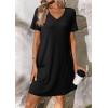 imageATHMILE Dresses for Women 2026 V Neck Short Sleeve Casual T Shirt Dress Sundresses Swimsuit Coverup with PocketsBlack