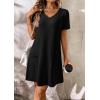 imageATHMILE Dresses for Women 2026 V Neck Short Sleeve Casual T Shirt Dress Sundresses Swimsuit Coverup with PocketsBlack