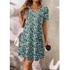 imageATHMILE Dresses for Women 2026 V Neck Short Sleeve Casual T Shirt Dress Sundresses Swimsuit Coverup with PocketsBlue Flowers