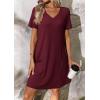 imageATHMILE Dresses for Women 2026 V Neck Short Sleeve Casual T Shirt Dress Sundresses Swimsuit Coverup with PocketsBurgundy