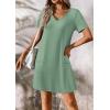 imageATHMILE Dresses for Women 2026 V Neck Short Sleeve Casual T Shirt Dress Sundresses Swimsuit Coverup with PocketsGreen