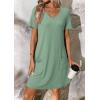 imageATHMILE Dresses for Women 2026 V Neck Short Sleeve Casual T Shirt Dress Sundresses Swimsuit Coverup with PocketsGreen