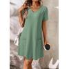 imageATHMILE Dresses for Women 2026 V Neck Short Sleeve Casual T Shirt Dress Sundresses Swimsuit Coverup with PocketsGreen