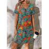 imageATHMILE Dresses for Women 2026 V Neck Short Sleeve Casual T Shirt Dress Sundresses Swimsuit Coverup with PocketsMaple Leaves