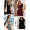 imageATHMILE Dresses for Women 2026 V Neck Short Sleeve Casual T Shirt Dress Sundresses Swimsuit Coverup with PocketsPink Polka Dots