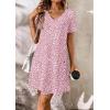 imageATHMILE Dresses for Women 2026 V Neck Short Sleeve Casual T Shirt Dress Sundresses Swimsuit Coverup with PocketsPink Polka Dots
