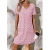 imageATHMILE Dresses for Women 2026 V Neck Short Sleeve Casual T Shirt Dress Sundresses Swimsuit Coverup with PocketsPink Polka Dots