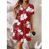 imageATHMILE Dresses for Women 2026 V Neck Short Sleeve Casual T Shirt Dress Sundresses Swimsuit Coverup with PocketsRedflowers