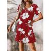 imageATHMILE Dresses for Women 2026 V Neck Short Sleeve Casual T Shirt Dress Sundresses Swimsuit Coverup with PocketsRedflowers