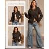 imageATHMILE Fall Long Sleeve Cardigans for Women Sweater Fashion Open Front Winter Button Down Crewneck Soft Knit Jacket 2025Chocolate Brown