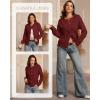 imageATHMILE Fall Long Sleeve Cardigans for Women Sweater Fashion Open Front Winter Button Down Crewneck Soft Knit Jacket 2025Wine Red