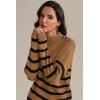 imageATHMILE Fall Mock Neck Striped Sweaters for Women 2026 Winter Turtleneck Long Sleeve Knit Sweater Fashion Pullover TopsKhaki