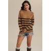 imageATHMILE Fall Mock Neck Striped Sweaters for Women 2026 Winter Turtleneck Long Sleeve Knit Sweater Fashion Pullover TopsKhaki