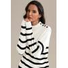 imageATHMILE Fall Mock Neck Striped Sweaters for Women 2026 Winter Turtleneck Long Sleeve Knit Sweater Fashion Pullover TopsWhite