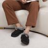 imageATHMILE Mens Slippers Warm Moccasin Memory Foam House Shoes Indoor Outdoor Fuzzy Plush Lined Slippers for Home BedroomBlack