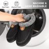 imageATHMILE Mens Slippers Warm Moccasin Memory Foam House Shoes Indoor Outdoor Fuzzy Plush Lined Slippers for Home BedroomBlack