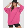 imageATHMILE Oversized Sweatshirt for Women Crewneck Fleece Long Sleeve Pullover Hoodies Tops Fall Fashion Outfits ClothesHot Pink