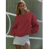 imageATHMILE Oversized Sweatshirt for Women Crewneck Fleece Long Sleeve Pullover Hoodies Tops Fall Fashion Outfits ClothesWine Red