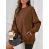 imageATHMILE Oversized Sweatshirt for Women Crewneck Fleece Long Sleeve Pullover Hoodies Tops Fall Fashion Outfits ClothesZbrownside Pockets