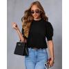 imageATHMILE Short Sleeve Sweater for Women 2026 Spring Summer Blouses Crewneck Knit Puff Sleeve Dressy Casual Trendy ShirtsAblack
