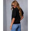 imageATHMILE Short Sleeve Sweater for Women 2026 Spring Summer Blouses Crewneck Knit Puff Sleeve Dressy Casual Trendy ShirtsAblack