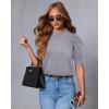 imageATHMILE Short Sleeve Sweater for Women 2026 Spring Summer Blouses Crewneck Knit Puff Sleeve Dressy Casual Trendy ShirtsAgray Blue